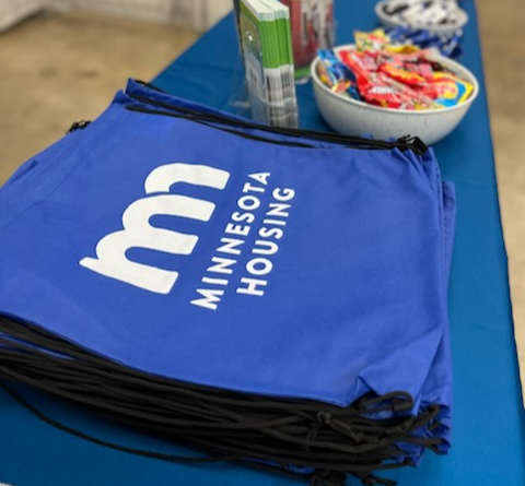 Bags and candy on table